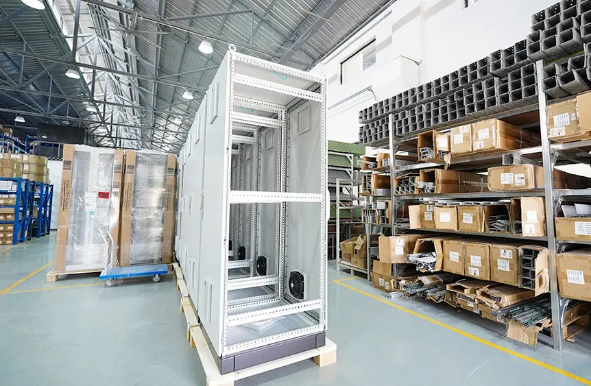 Cabinet frame under assembly beside the component stores