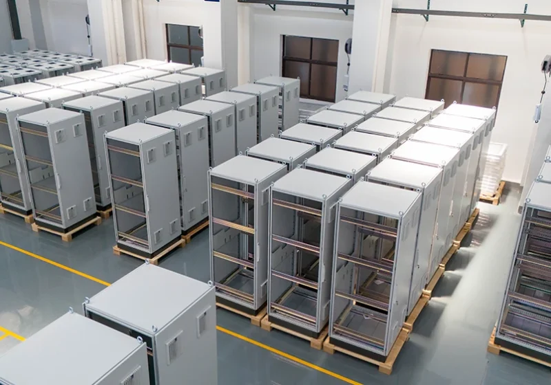 Marshalling and system cabinets staged for factory acceptance testing